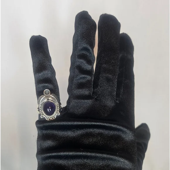 Natural Dark Brazilian Amethyst Sterling Silver Ring 6.5 Cts Artisan Statement - Picture 8 of 15